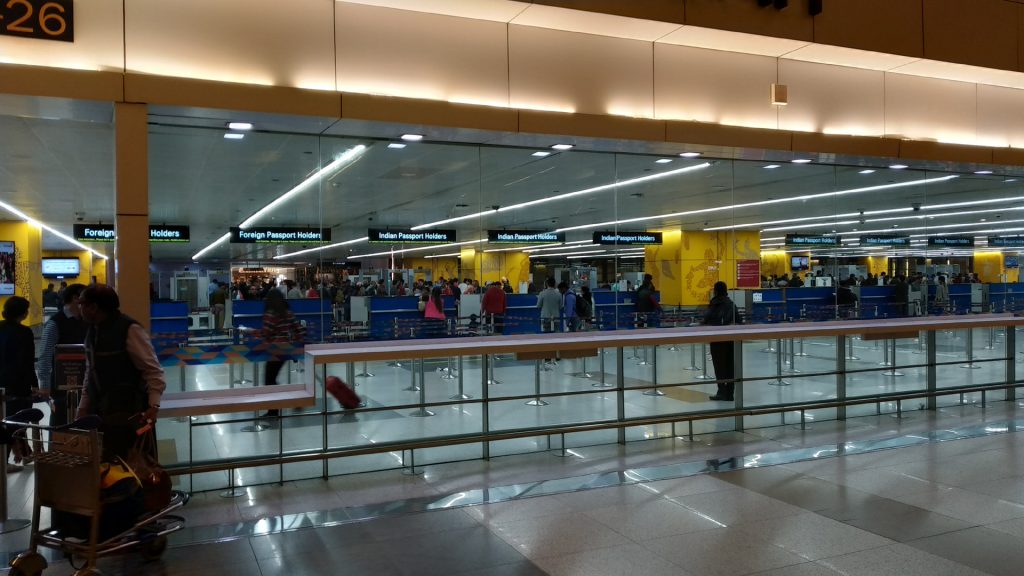 Immigration Counters for Indian Passport holders at IGI Airport, New Delhi for international travel 