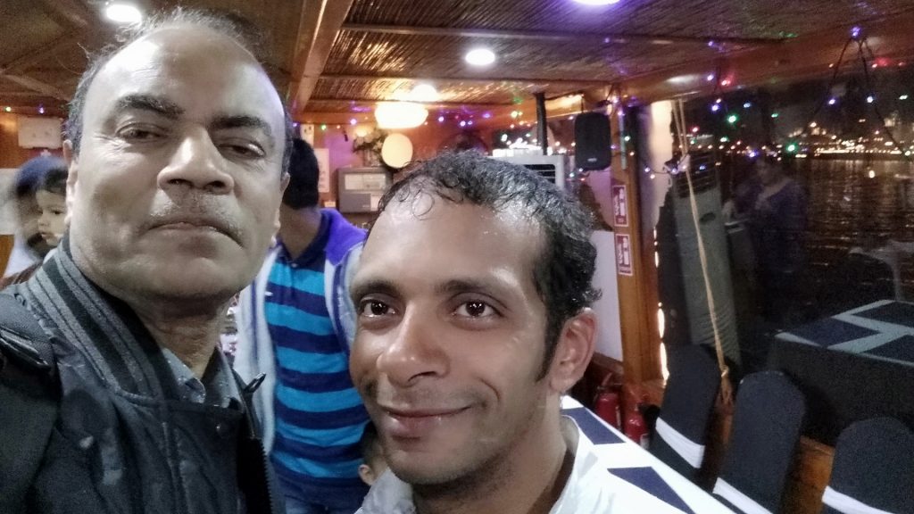 Selfie with the dance performer at Dubai Dhow. 