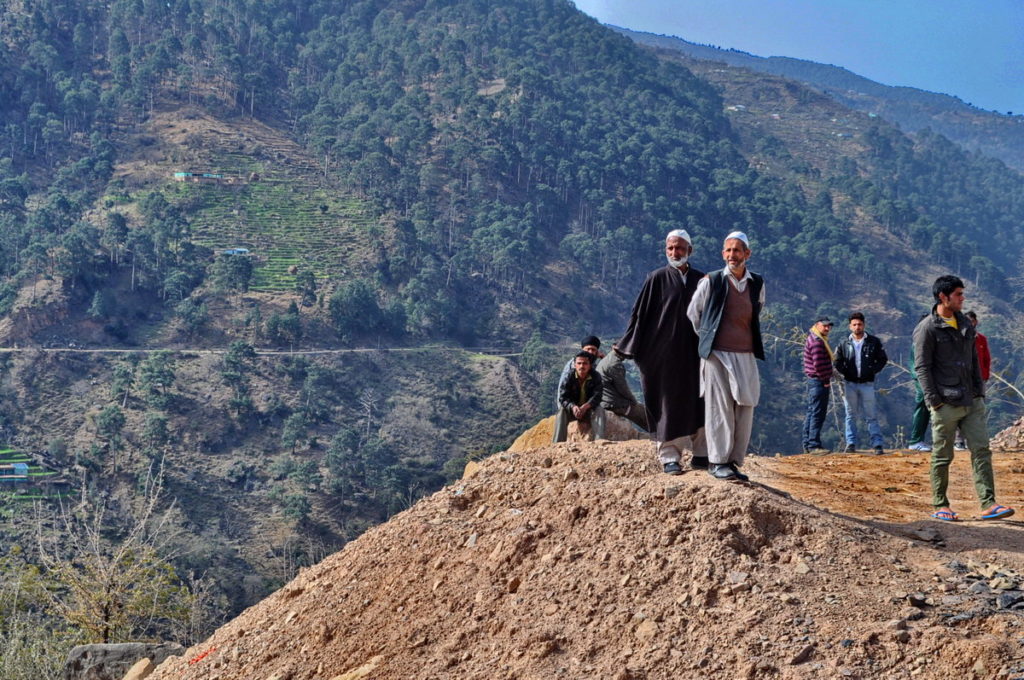 NH 44 Jammu Srinagar Highway - locals watching stranded vehicles in traffic jam